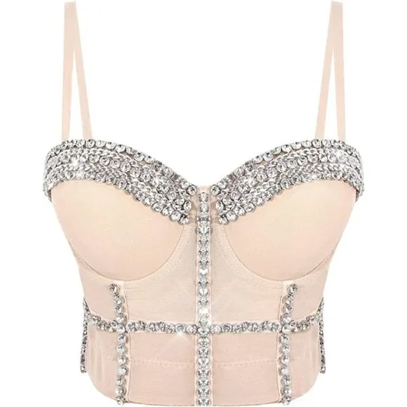 NWT Sparkling Bling Swarovski Crystal Rhinestone Bustier Bra Top + FREE …